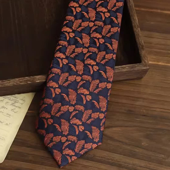 Herrenkrawatte mit orange-blauen Federdruck - image 2