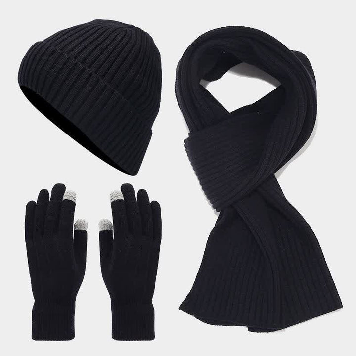 3er-Set Unisex Klassischer Vielseitiger Hut Schal Handschuh Set