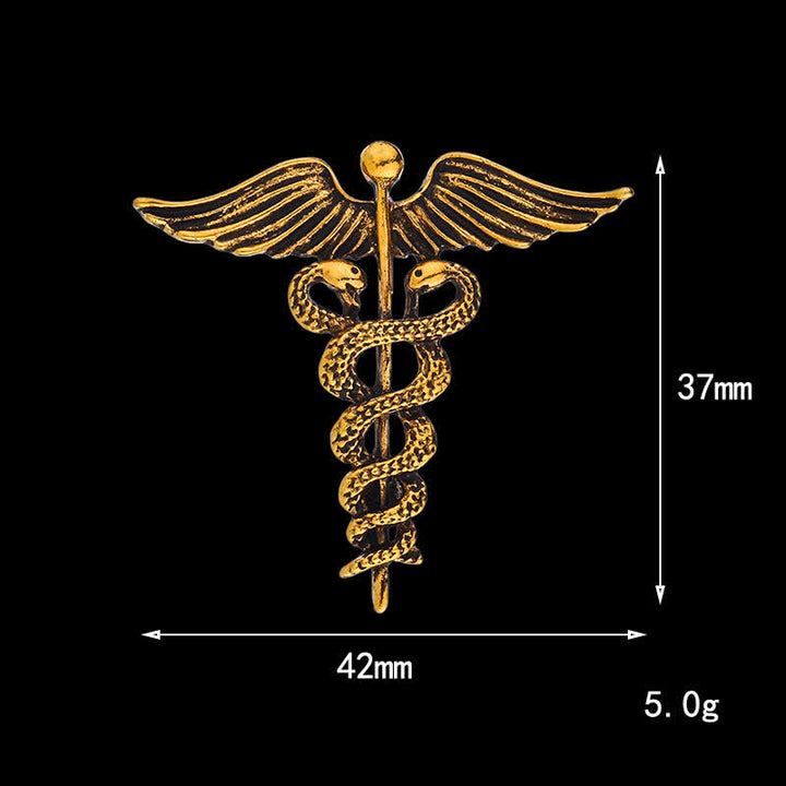 Männer Caduceus Doppel-Schlangen Brosche