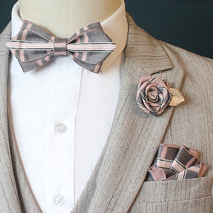 3-teiliges Horizon Stripe Plaid Fliegen-Set für Herren
