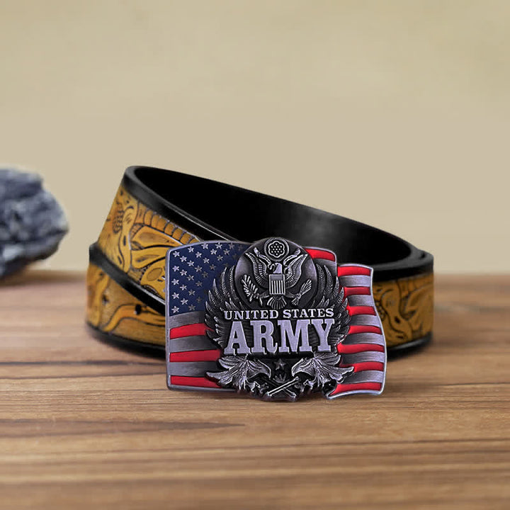 Herren DIY United States Army Schnalle Ledergürtel