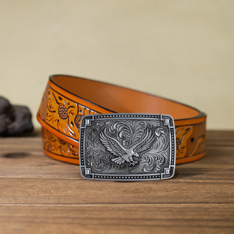 Herren DIY Soaring Eagle In Dreamy Sky Schnallen-Ledergürtel