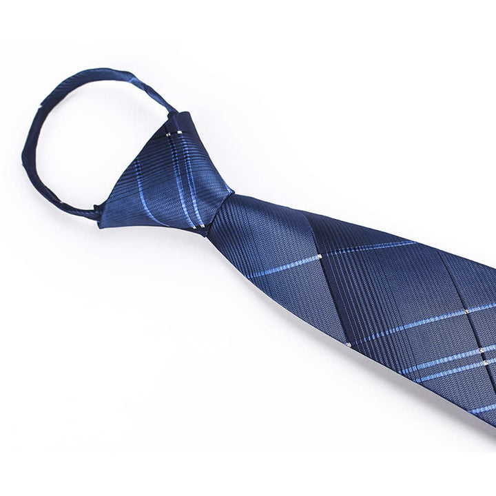 Marineblauer Reißverschluss-Schlips für Herren mit Farbverlauf und kariertem Muster - image 2