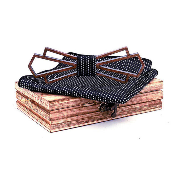 2Stk. Herren Neuheit Hohl Holz Fliege Set