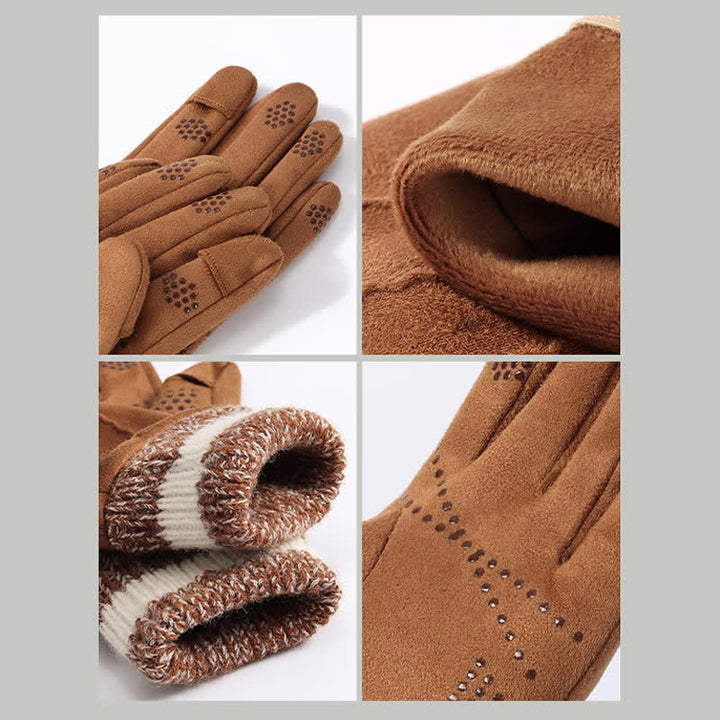 Unisex-Wildleder-Fleece-rutschfeste-Finger-Flip-Handschuhe