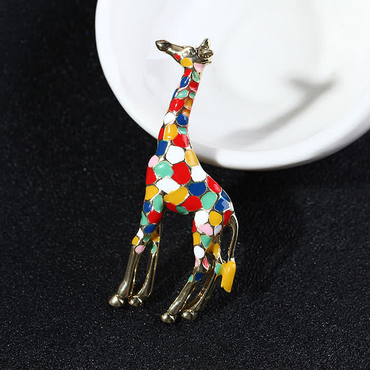 Damen Cartoon Glänzende Emaille Giraffenbrosche