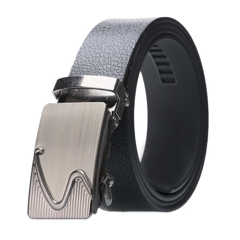 Herren Business Automatik Schnalle Schwarzer Ledergürtel - Stil Nr. 11 - Silber - 42 - image 21