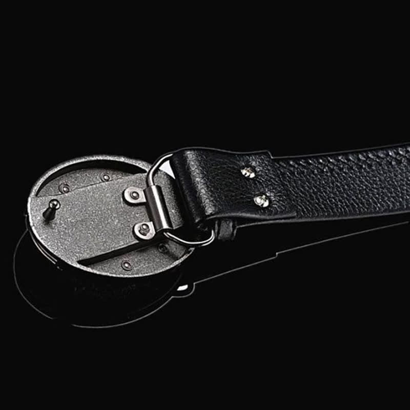Doppelter Waffenledergürtel für Herren mit Klappmesser