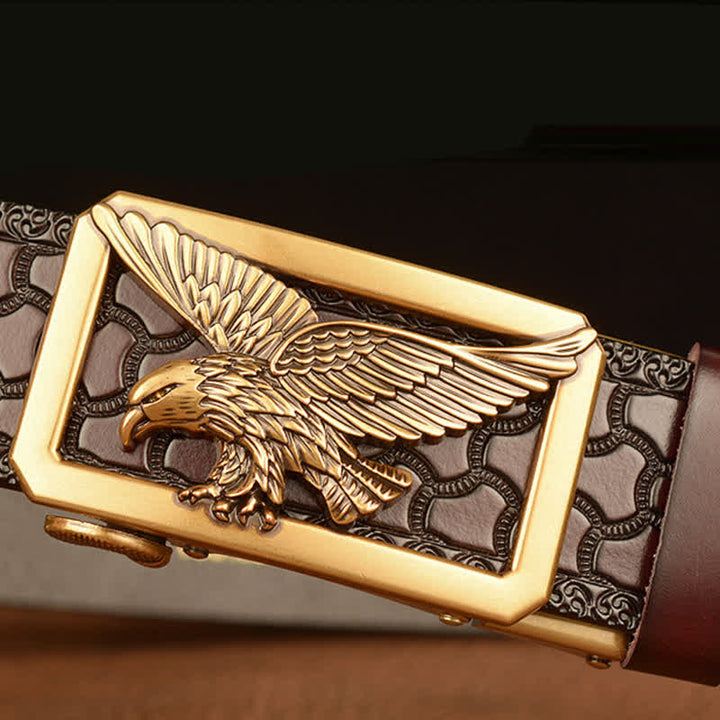 Herren Vintage Gürtel mit Adler Schnalle aus Leder