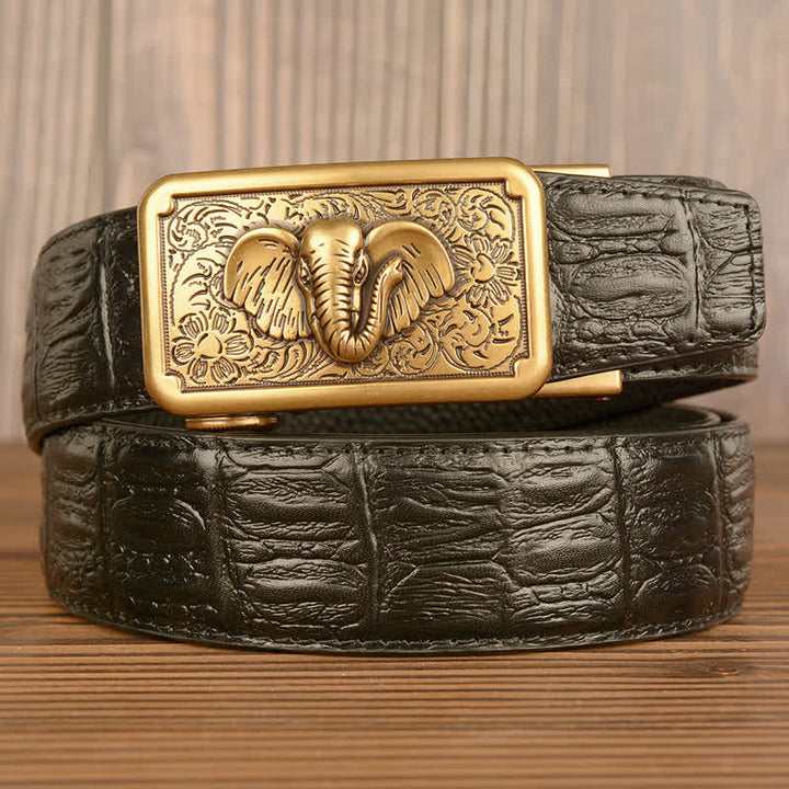 Herren Punk Elefant Alligator Muster Ledergürtel