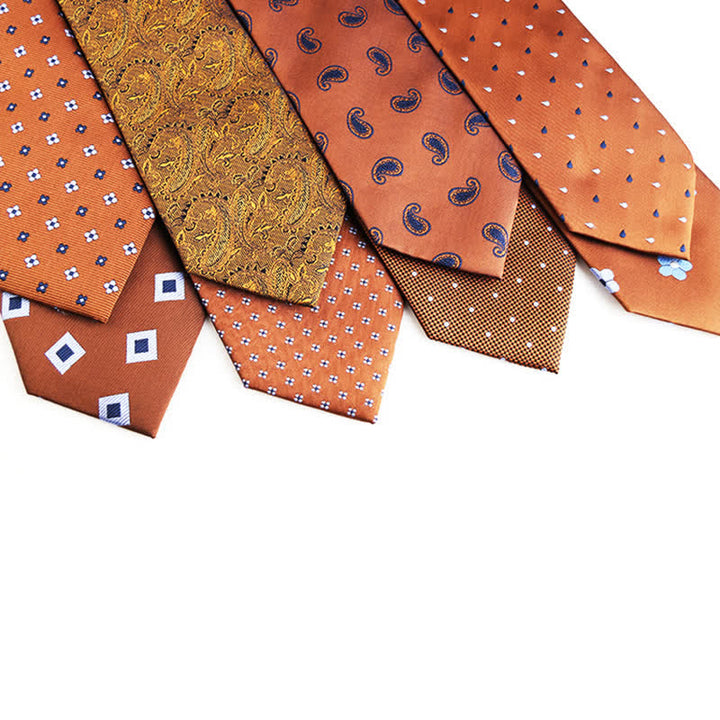 Orange-Rote Serien Krawatte mit Mikromotiven für Herren - image 1