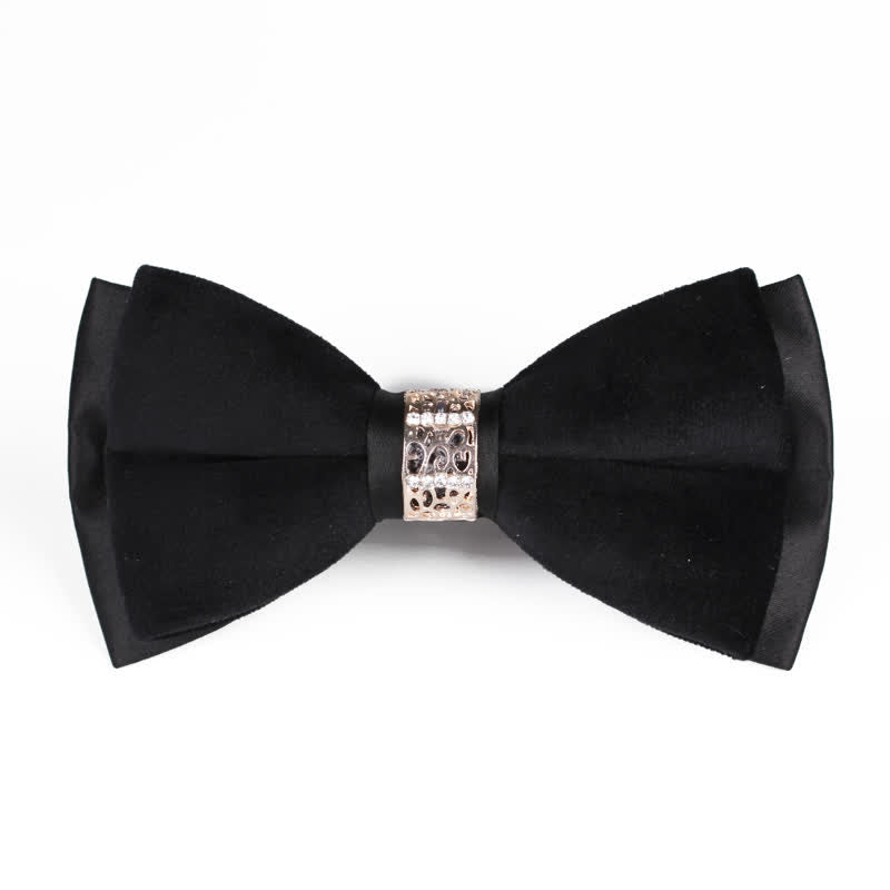 Herren-Samtfliege mit Strass-Patchwork - Schwarz - image 8