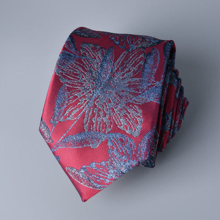 Rote &amp; kornblumenblaue Herren-Blumenkrawatte