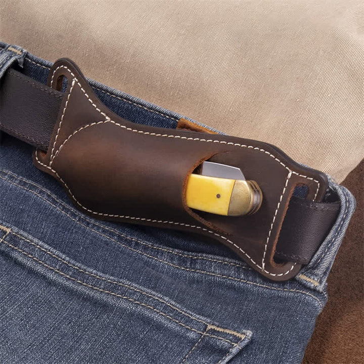 Bogentaschenmesser-Träger Lederscheide Gürteltasche