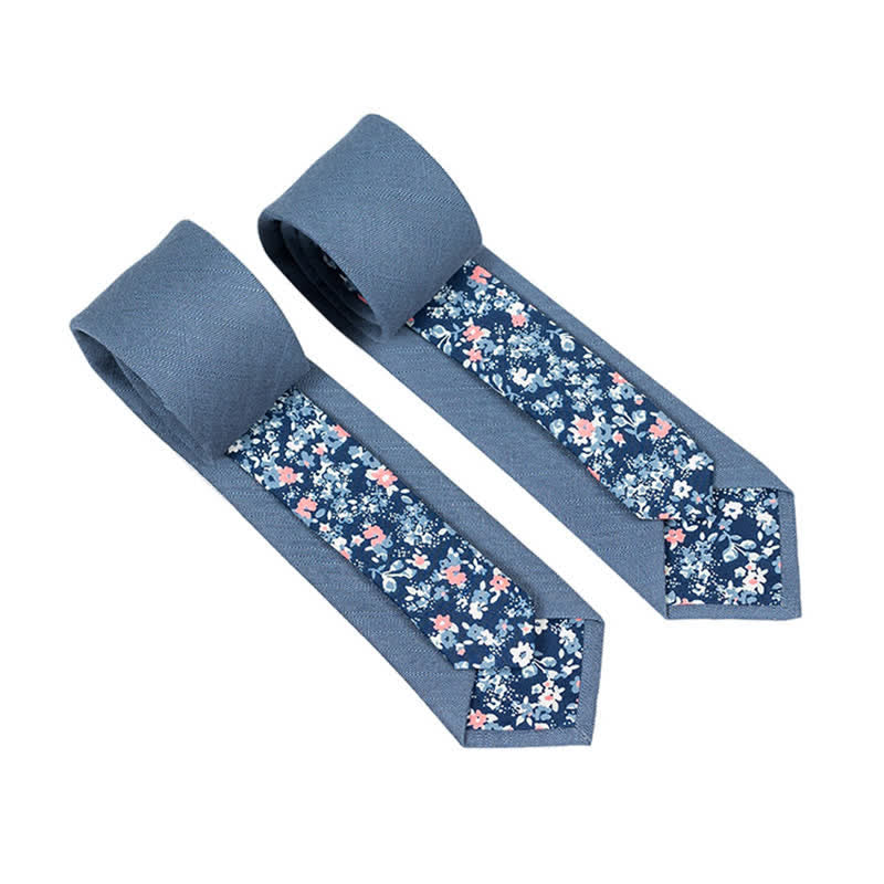 Herren Neuartiger Karo-Blumen-Patchwork-Krawatte - Stahlblau - image 24