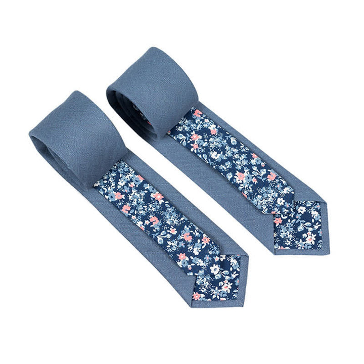 Herren Neuartiger Karo-Blumen-Patchwork-Krawatte - Stahlblau - image 24