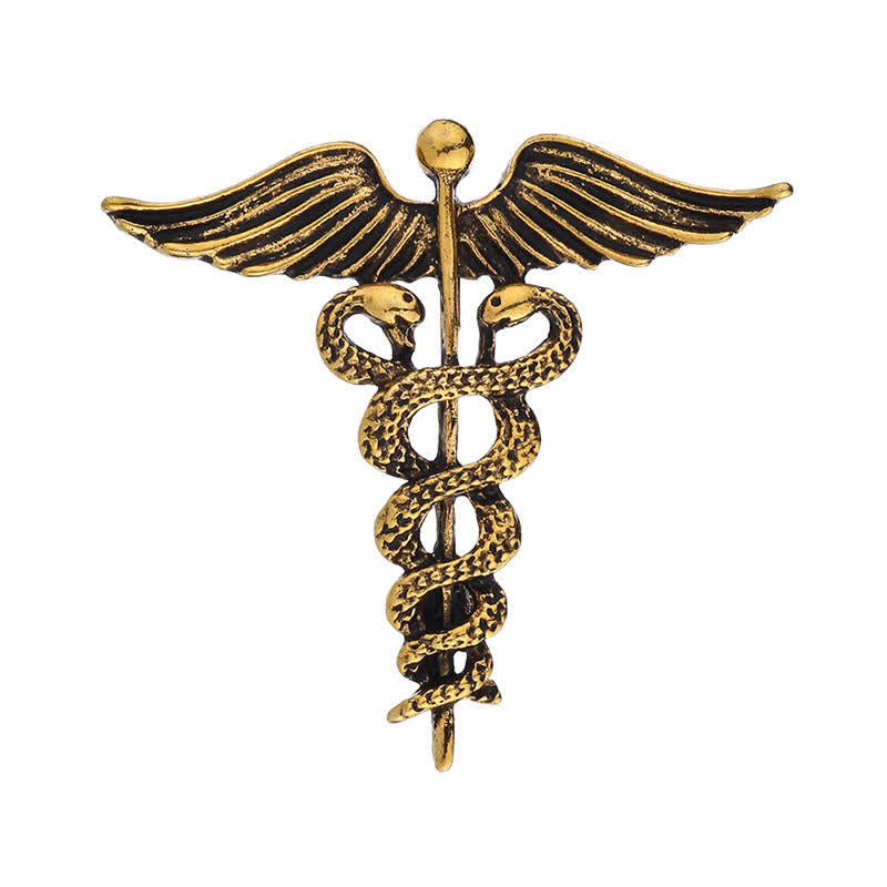Männer Caduceus Doppel-Schlangen Brosche