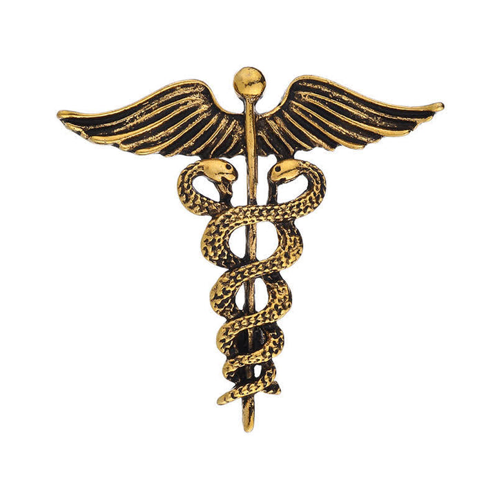 Männer Caduceus Doppel-Schlangen Brosche