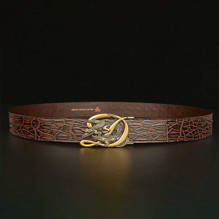 Herren Krokodilschnalle Alligator-Muster Ledergürtel