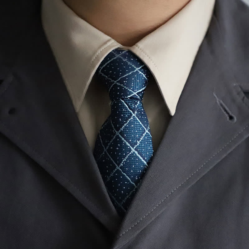 Elegante Herren-Reißverschlusskrawatte mit Paisley- und Streifenmuster - Teal Karo - image 1