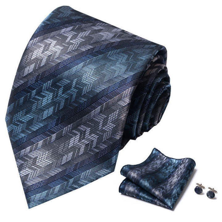 3er-Set Herren-Krawatte in Teal und Grau gestreift 