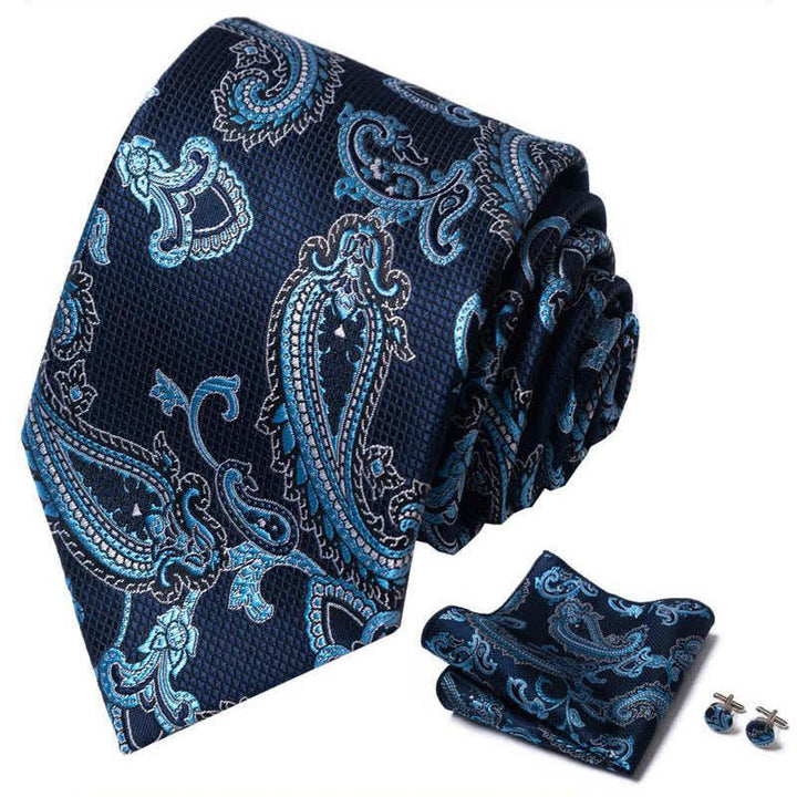3er-Set Männer-Krawatten im Blauton mit Paisleymuster - image 1