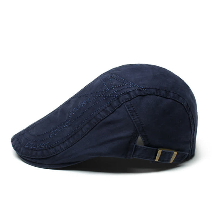 Alphabet Einfarbige Gewaschene Denim-Beret-Mütze - Marineblau - Verstellbar (ca. 21 5/8"-23 5/8") - image 6