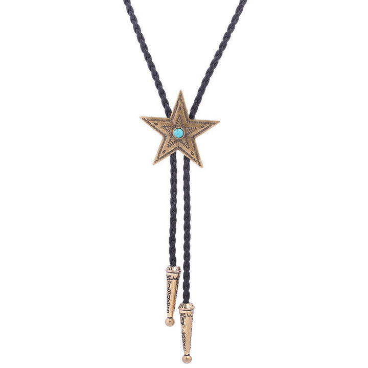 Vintage Naturstein Stern Anhänger Halskette Bolo Tie