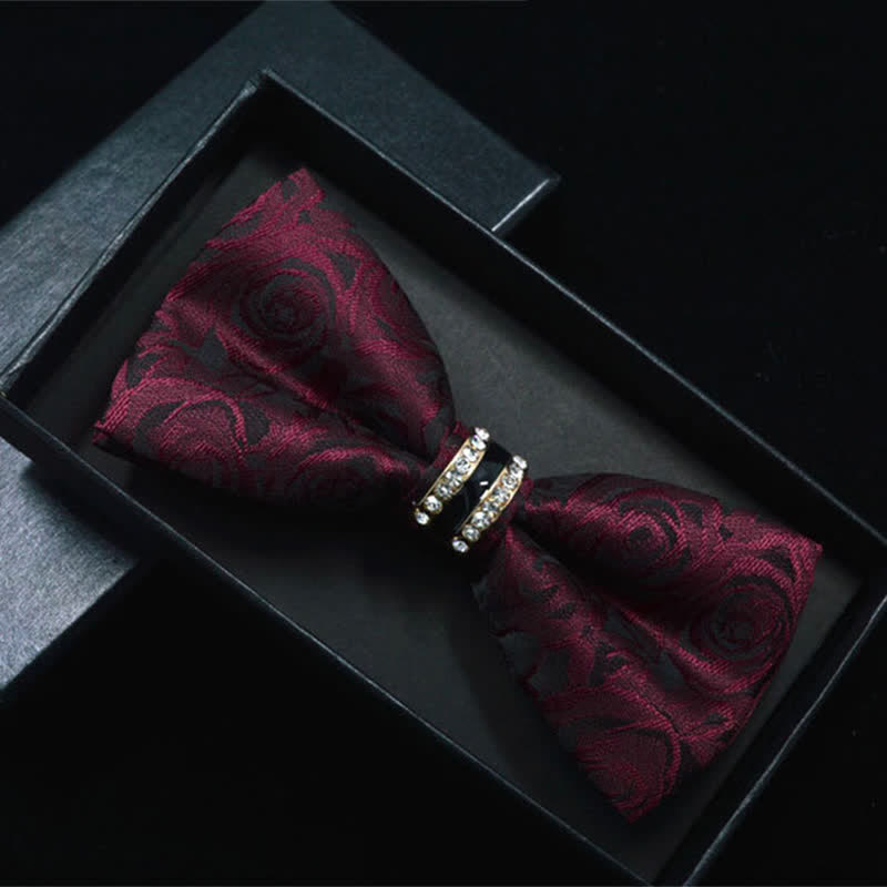 Herren Fliege mit Blumen Paisley, Streifen und Strass