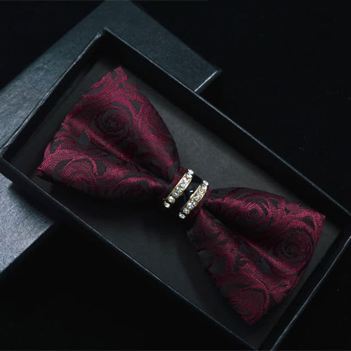 Herren Fliege mit Blumen Paisley, Streifen und Strass