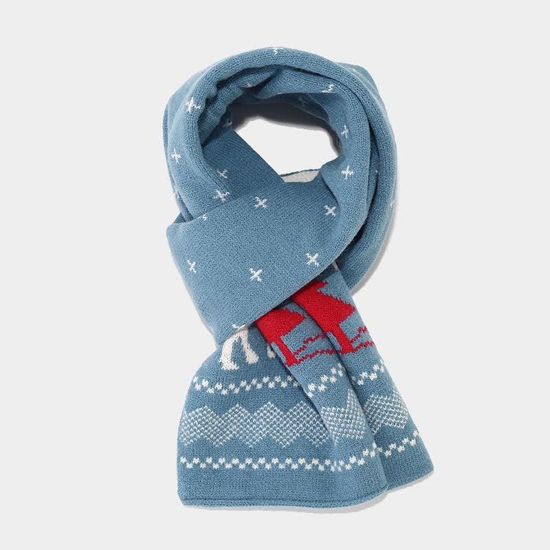 3-teiliger Set aus Mütze, Schal und Handschuhen mit Rentier- und Baum-Jacquardmuster für Damen