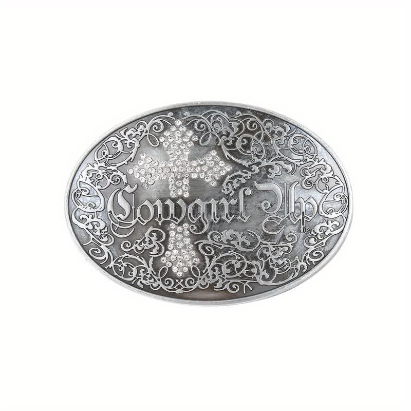 Damen DIY Cowgirl Rankennietenkreuzschnalle Ledergürtel
