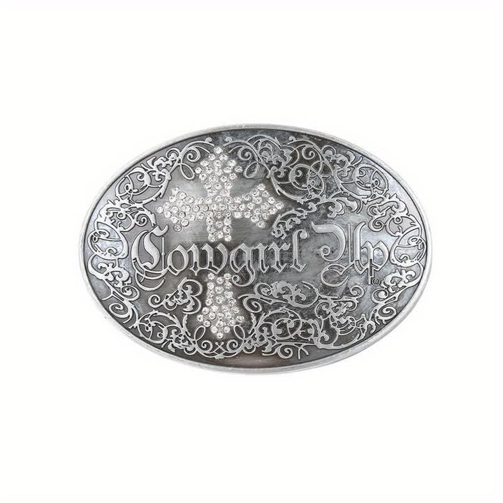 Damen DIY Cowgirl Rankennietenkreuzschnalle Ledergürtel