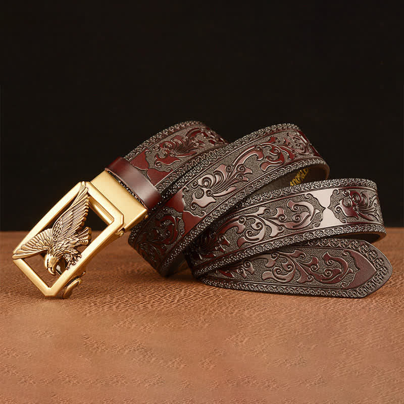Herren Vintage Gürtel mit Adler Schnalle aus Leder