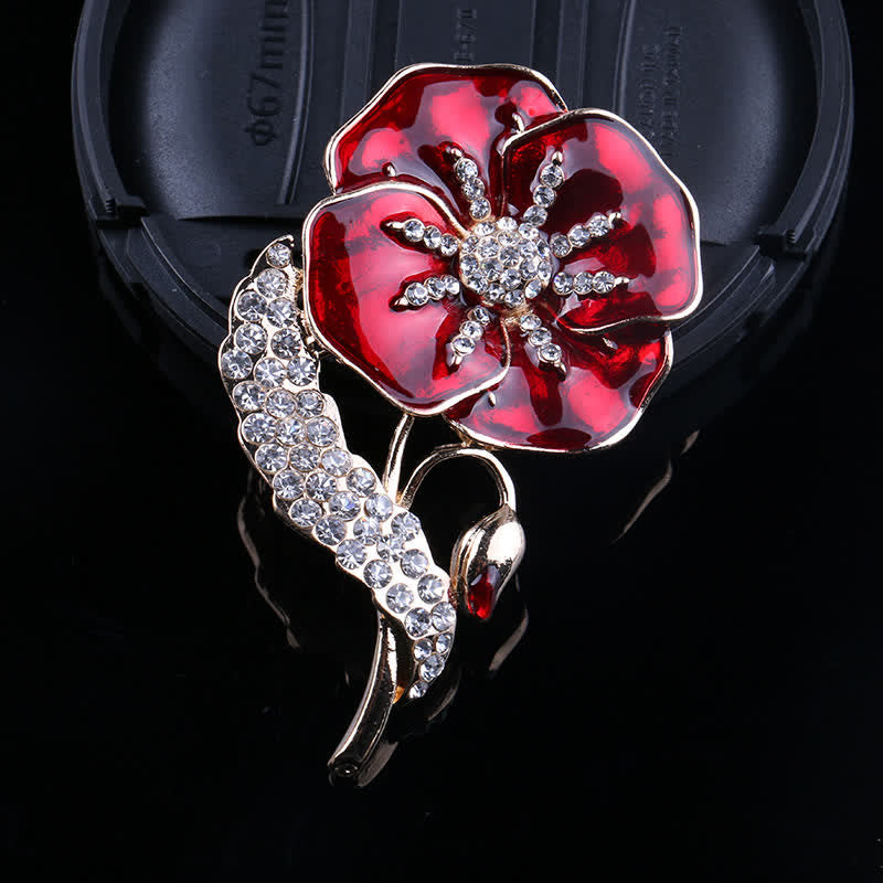 Unisex Strass Mohnblume Memorial Day Brosche