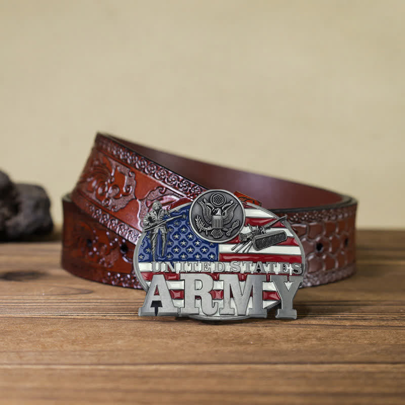 Herren DIY Militär US Army Schnalle Ledergürtel