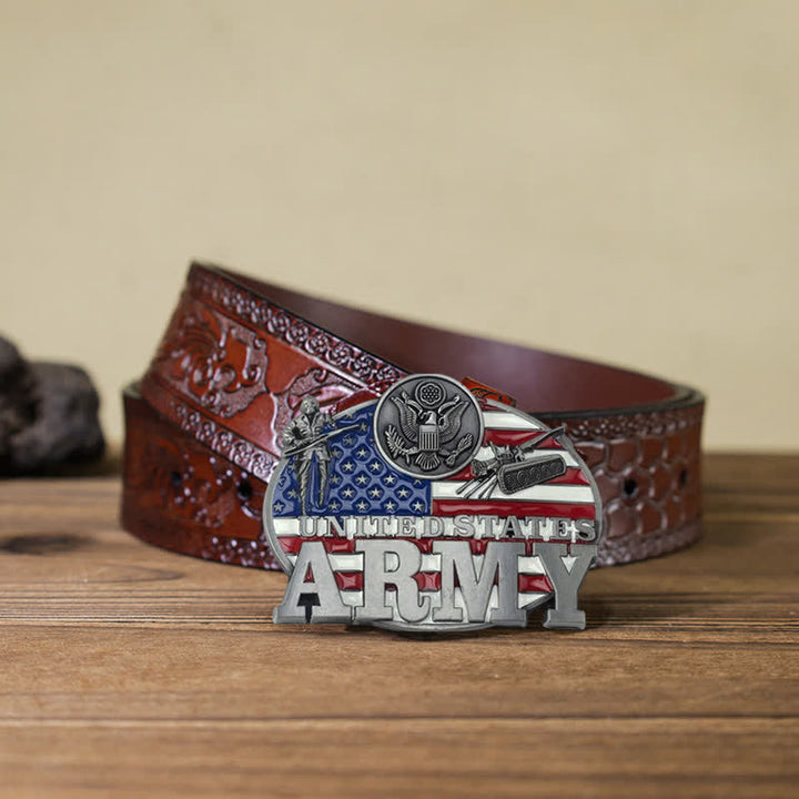 Herren DIY Militär US Army Schnalle Ledergürtel