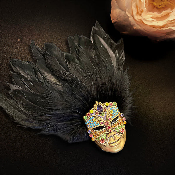 Primitive Stämme Maske Feder Brosche
