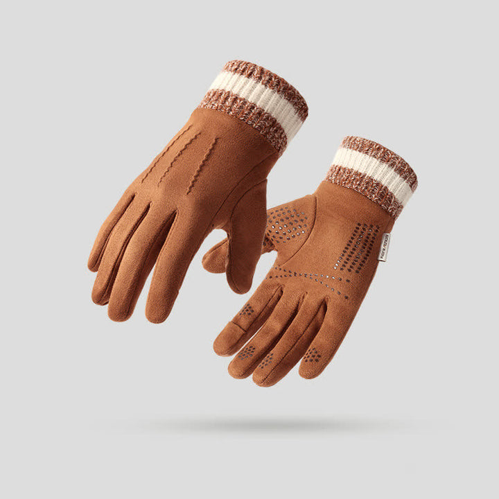 Unisex-Wildleder-Fleece-rutschfeste-Finger-Flip-Handschuhe