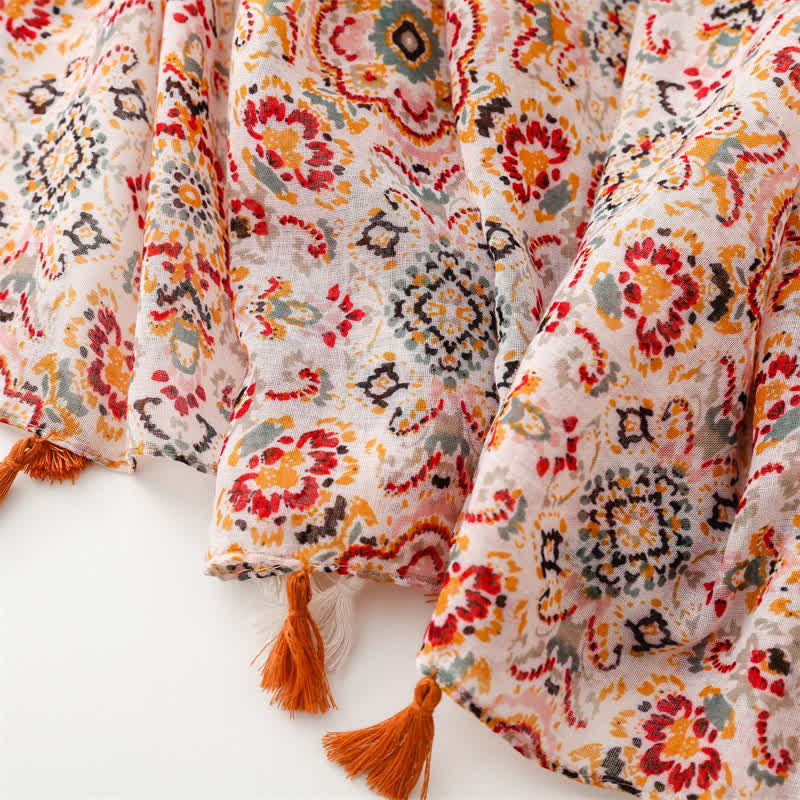 Orangefarbenes Boho-Ethno-Strandtuch für Damen
