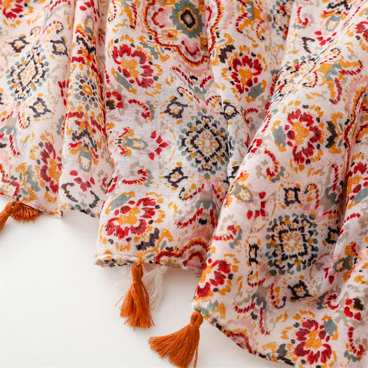 Orangefarbenes Boho-Ethno-Strandtuch für Damen