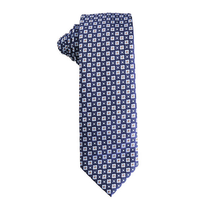 Dynamisch Blaue Krawattenserie für Herren - Blumen & Karo - image 6