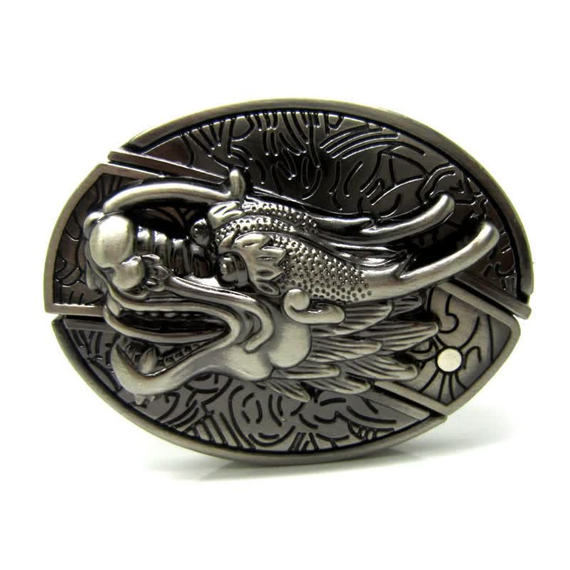Herren Vintage 3D Drachen Ledergürtel mit Klappmesser