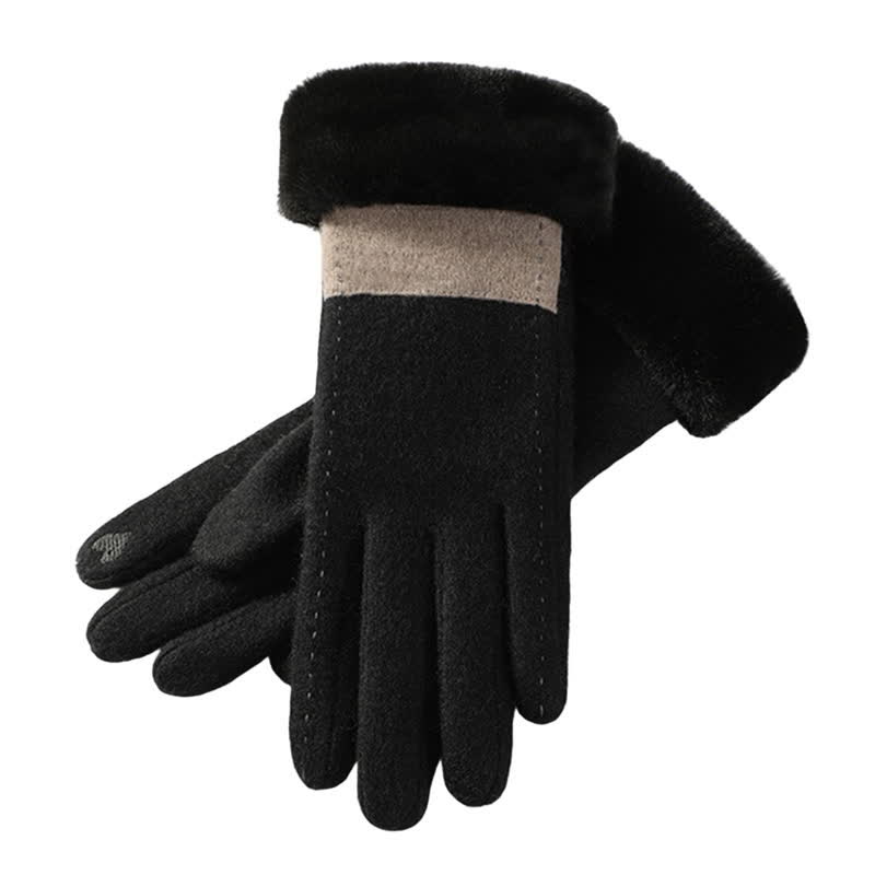 Damen weiche Plüsch gemütliche Herz-Touchscreen-Handschuhe