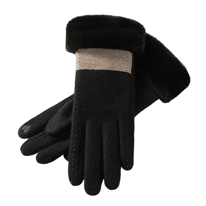 Damen weiche Plüsch gemütliche Herz-Touchscreen-Handschuhe