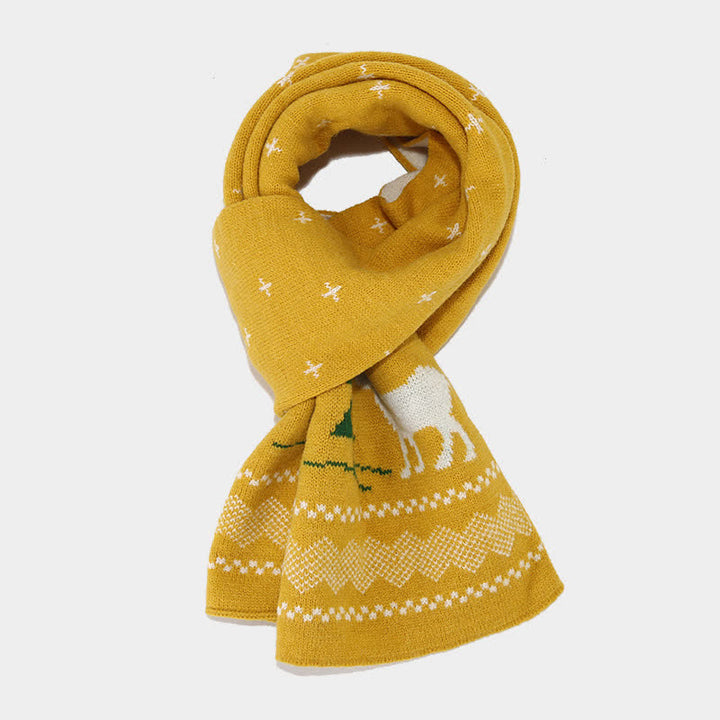 3-teiliger Set aus Mütze, Schal und Handschuhen mit Rentier- und Baum-Jacquardmuster für Damen