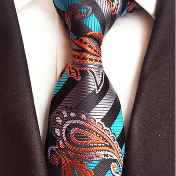 Himmelblau &amp; Orange Geniale Paisley Krawatte für Männer
