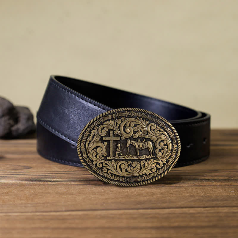 DIY Gebets Cowboy oval Schnallengürtel für Herren
