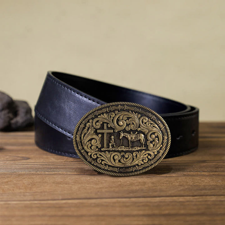 DIY Gebets Cowboy oval Schnallengürtel für Herren