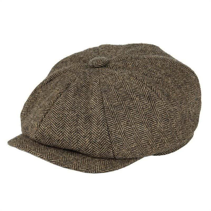 Klassische Fischgrätenmuster Tweed Achteckige Baskenmütze